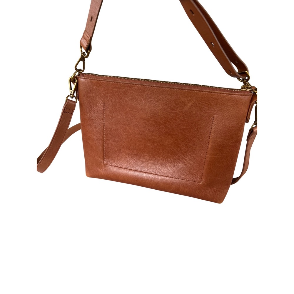 Madewell Transport Crossbody Bag English Saddle Brown Leather Zip Top - Picture 5 of 6